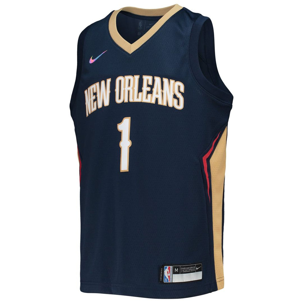 Zion Williamson New Orleans Pelicans Nike Youth 2021/ 22 Diamond Swingman Jersey - Icon Edition - Navy | NBA Fan Gear
