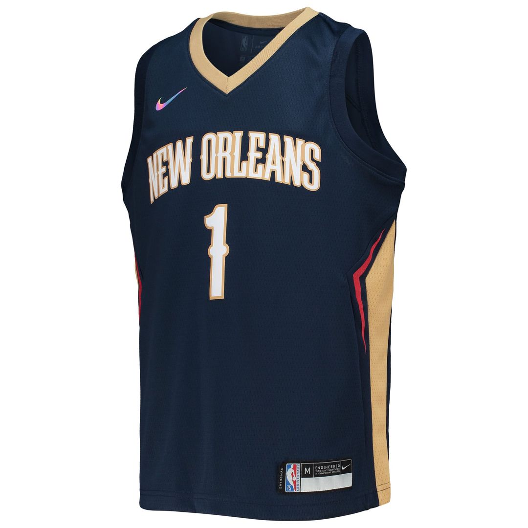 Zion Williamson New Orleans Pelicans Nike Youth 2021/ 22 Diamond Swingman Jersey - Icon Edition - Navy | NBA Fan Gear