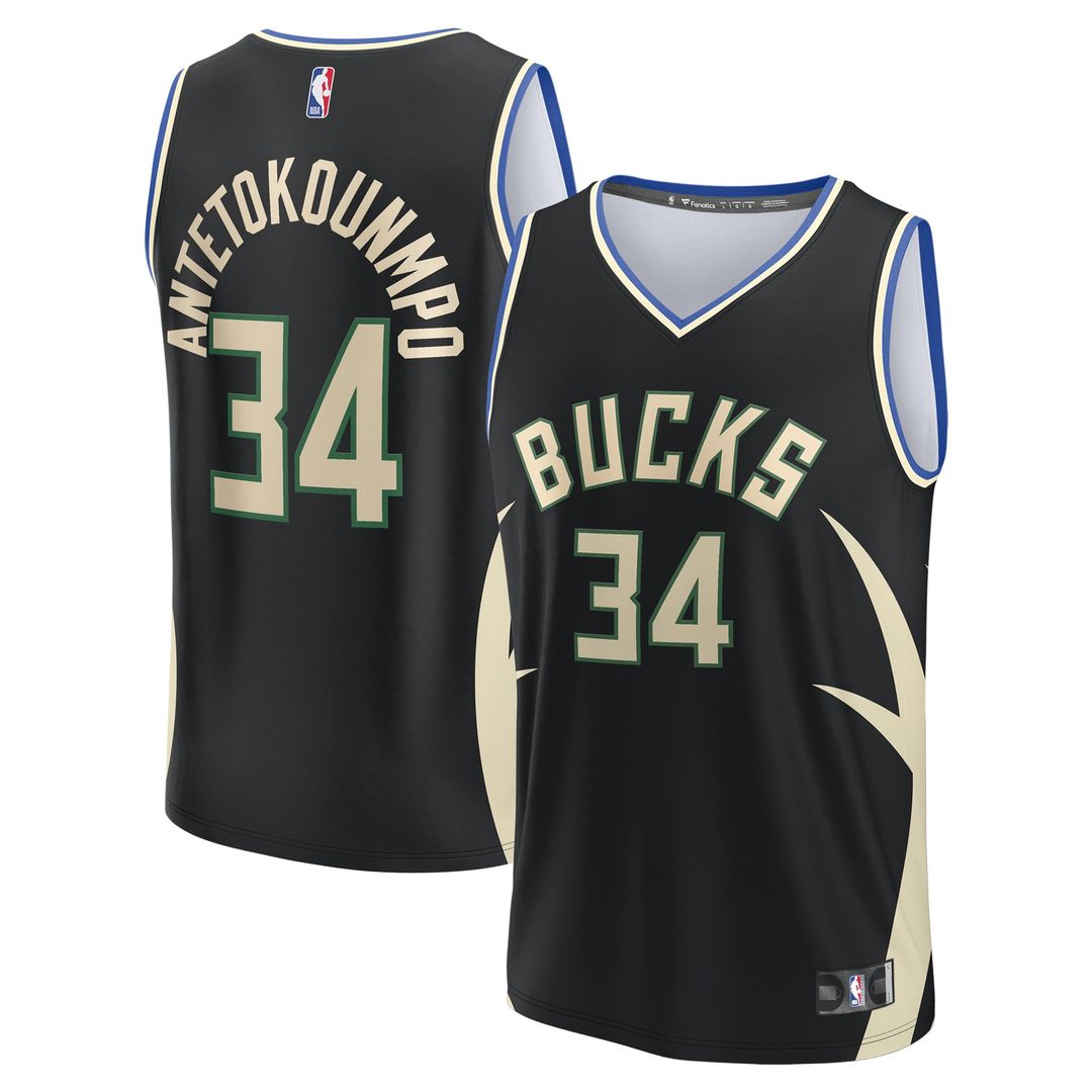 Giannis Antetokounmpo Milwaukee Bucks Fanatics Fast Break Replica Player Jersey - Statement Edition - Black | NBA Fan Gear
