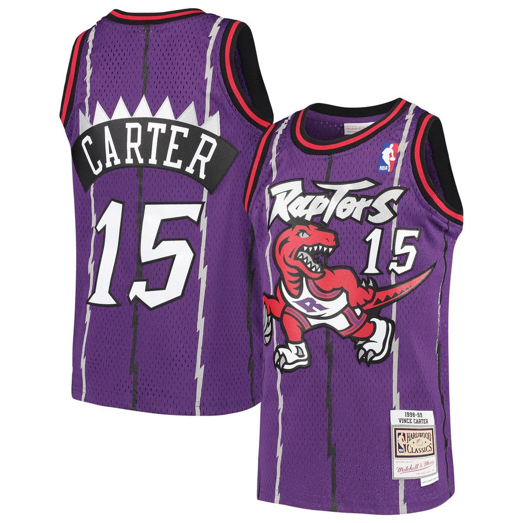 Vince Carter Toronto Raptors Mitchell & Ness Youth 1998/ 99 Hardwood Classics Swingman Throwback Jersey - Purple | NBA Fan Gear