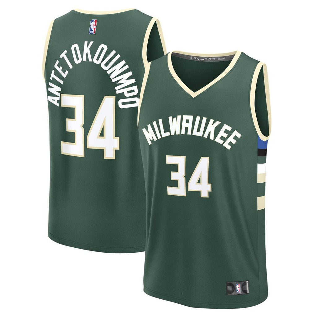 Giannis Antetokounmpo Milwaukee Bucks Fanatics Fast Break Replica Player Jersey - Icon Edition - Hunter Green | NBA Fan Gear