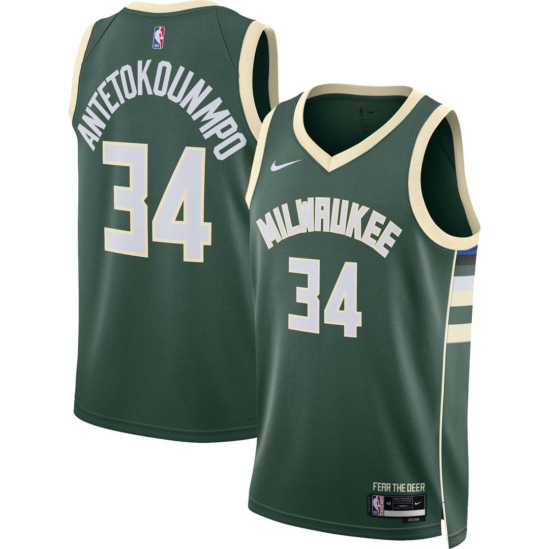 Giannis Antetokounmpo Milwaukee Bucks Nike Unisex Swingman Jersey - Icon Edition - Hunter Green | NBA Fan Gear