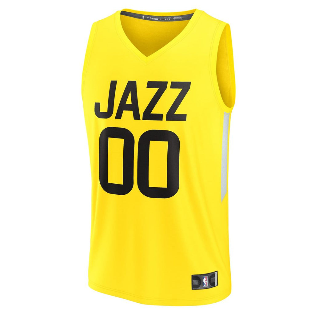 Utah Jazz Fanatics Youth Fast Break Replica Custom Jersey - Icon Edition - Yellow | NBA Fan Gear