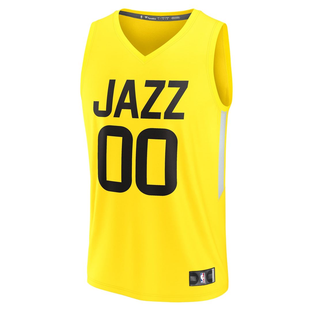 Utah Jazz Fanatics Youth Fast Break Replica Custom Jersey - Icon Edition - Yellow | NBA Fan Gear