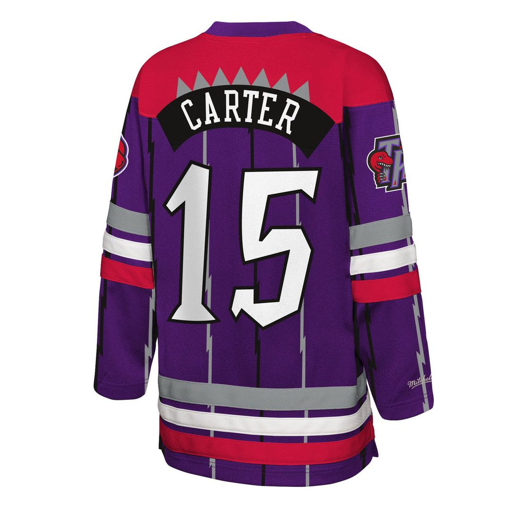 Vince Carter Toronto Raptors Mitchell & Ness Youth Maxxed Out 2.0 Fashion Hockey Jersey - Purple | NBA Fan Gear