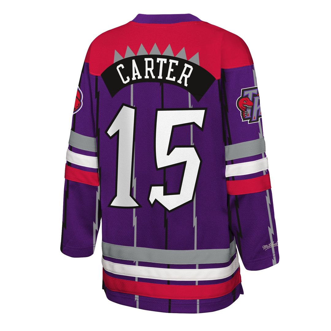 Vince Carter Toronto Raptors Mitchell & Ness Youth Maxxed Out 2.0 Fashion Hockey Jersey - Purple | NBA Fan Gear