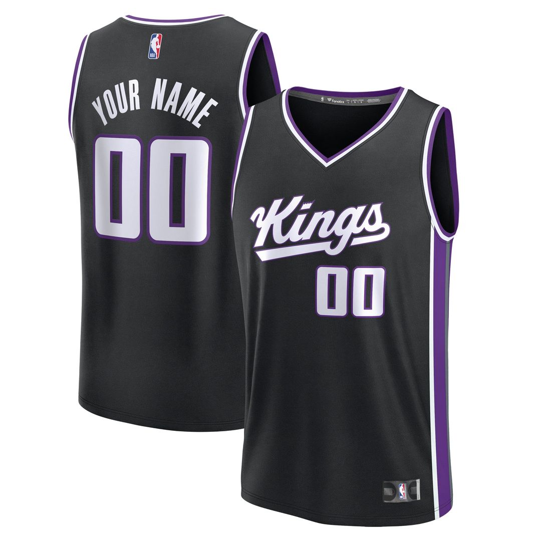Sacramento Kings Fanatics Youth Fast Break Custom Replica Jersey - Black - Icon Edition | NBA Fan Gear