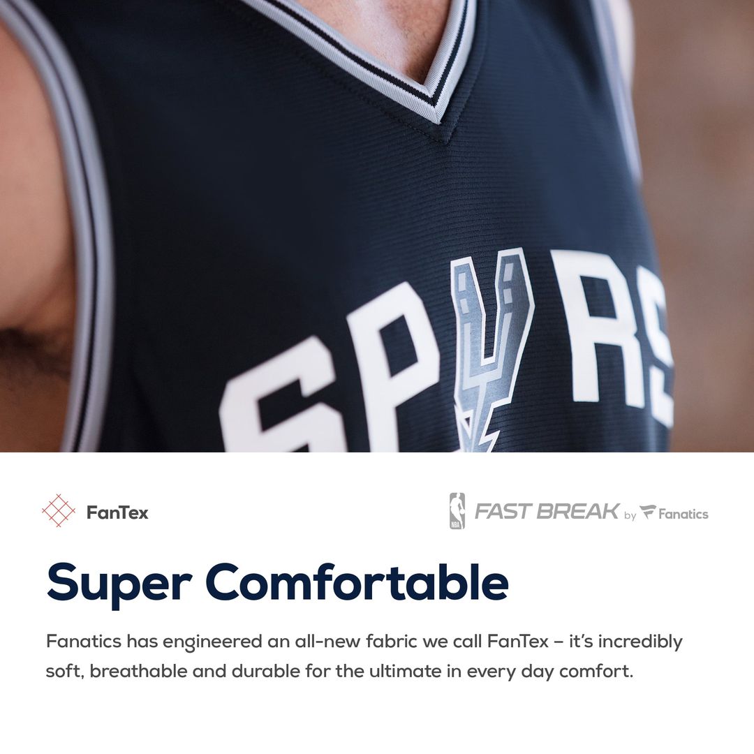 San Antonio Spurs Fanatics Fast Break Custom Replica Jersey Black - Icon Edition | NBA Fan Gear