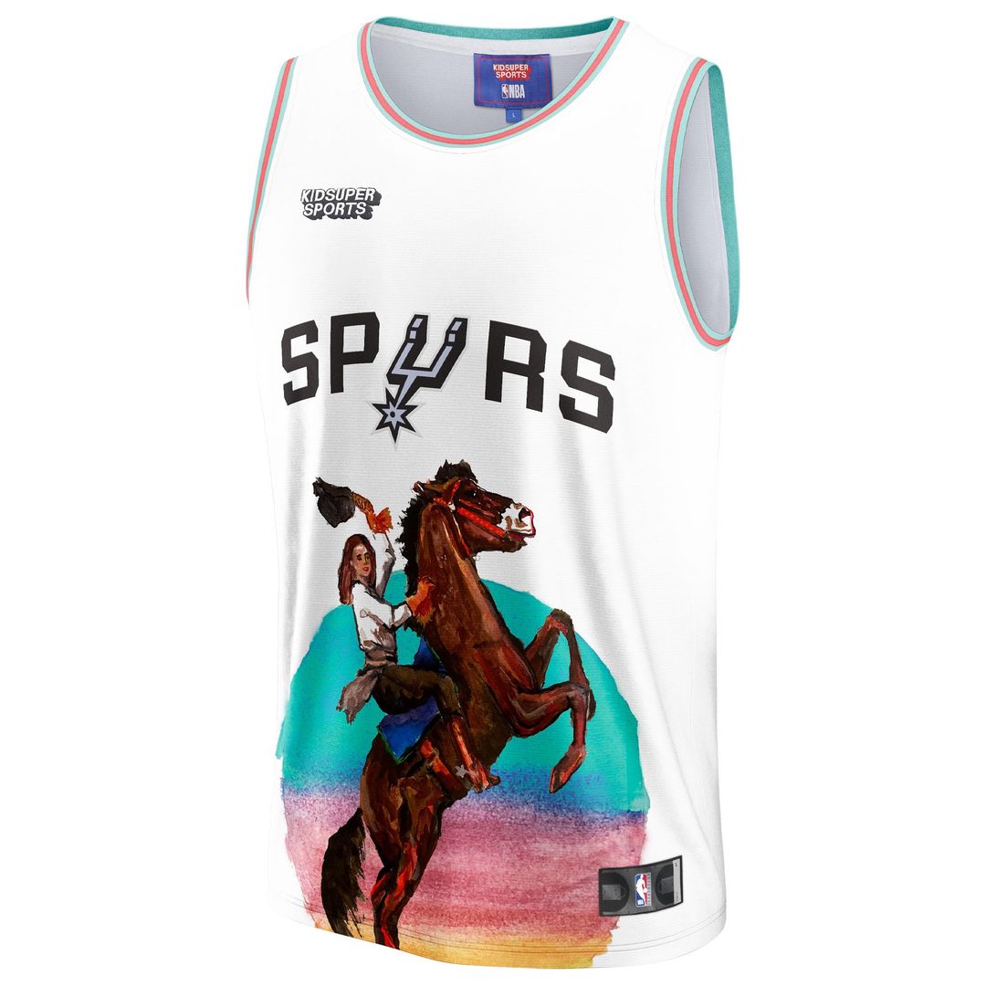 San Antonio Spurs NBA & KidSuper Studios by Fanatics Unisex Hometown Jersey - White | NBA x KidSuper Fan Gear