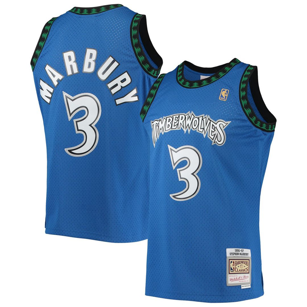 Stephon Marbury Minnesota Timberwolves Mitchell & Ness 1996/ 97 Hardwood Classics Swingman Jersey - Blue | NBA Fan Gear