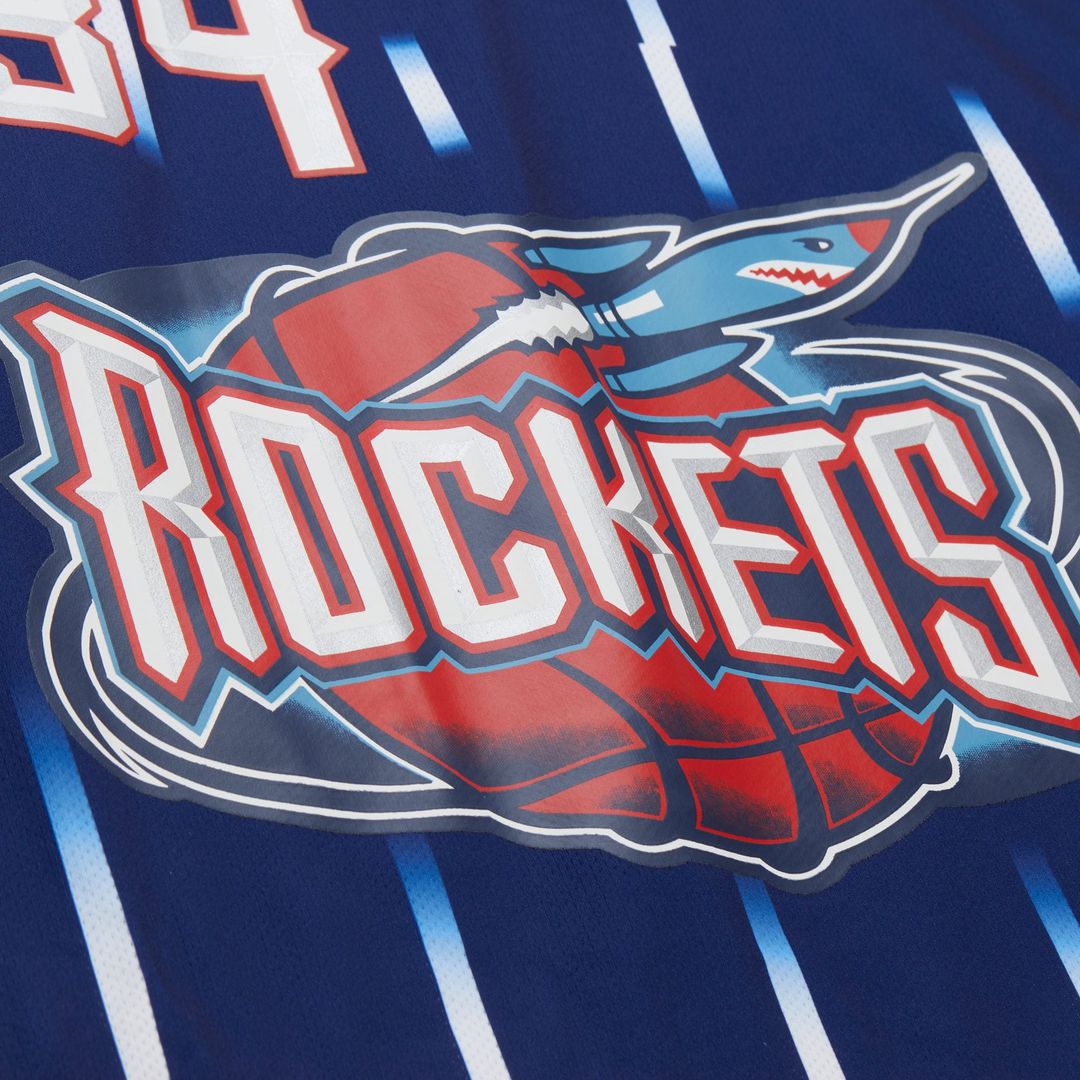 Hakeem Olajuwon Houston Rockets Mitchell & Ness Unisex Maxxed Out Fashion Hockey Jersey - Navy | NBA Fan Gear