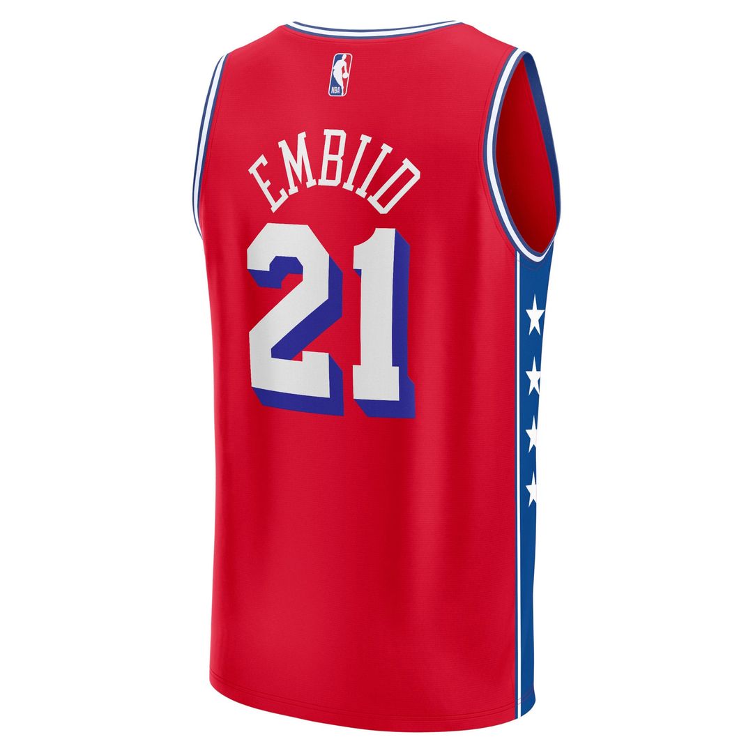 Joel Embiid Philadelphia 76ers Fanatics Fast Break Replica Player Jersey - Statement Edition - Red | NBA Fan Gear
