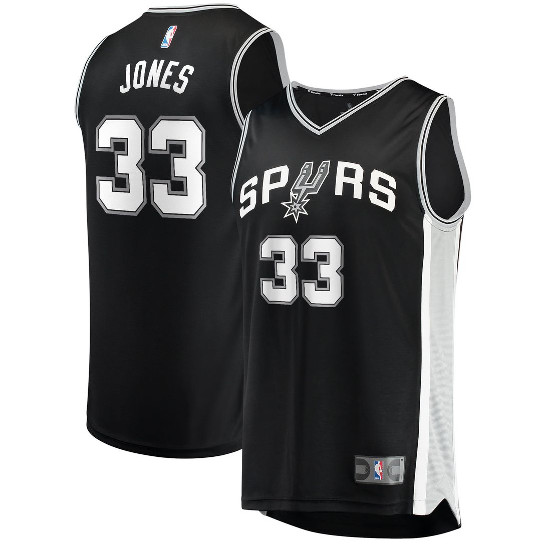Tre Jones San Antonio Spurs Fanatics Fast Break Replica Jersey - Icon Edition - Black | NBA Fan Gear