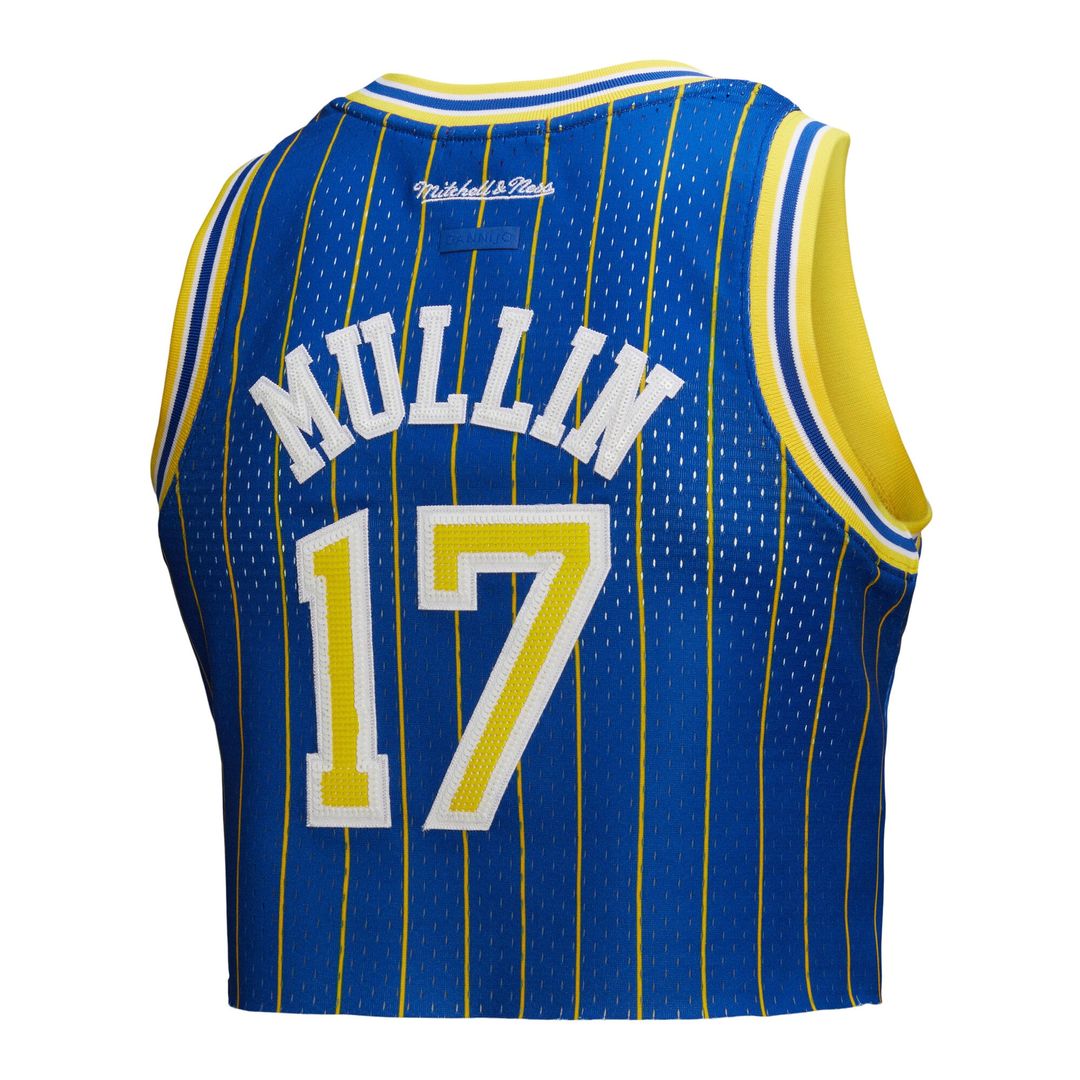 Chris Mullin Golden State Warriors Mitchell & Ness x DANNIJO Women's Fashion Cropped Basketball Jersey - Royal | NBA Fan Gear