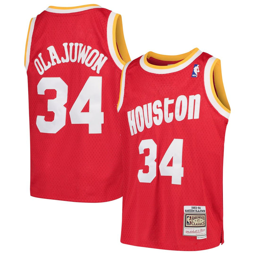 Hakeem Olajuwon Houston Rockets Mitchell & Ness Youth 1996/ 97 Hardwood Classics Swingman Jersey - Red | NBA Fan Gear