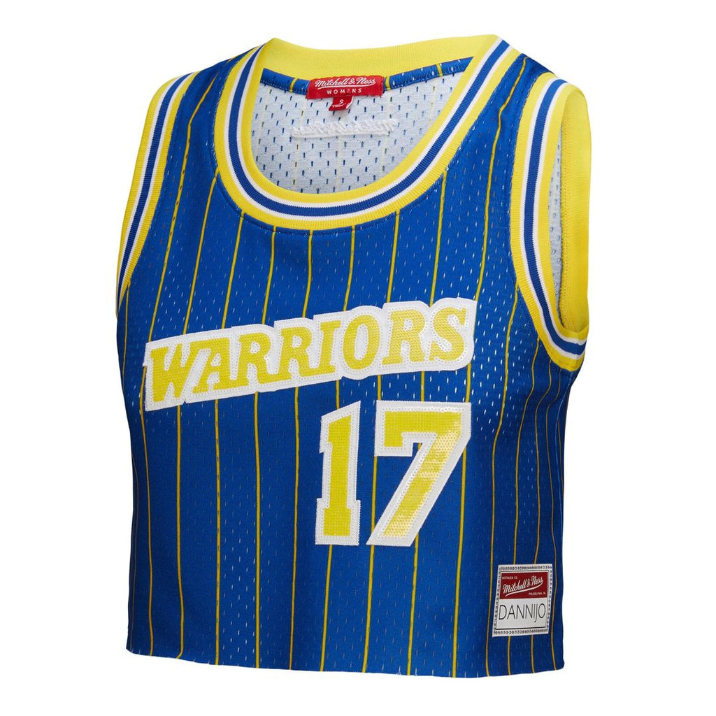 Chris Mullin Golden State Warriors Mitchell & Ness x DANNIJO Women's Fashion Cropped Basketball Jersey - Royal | NBA Fan Gear