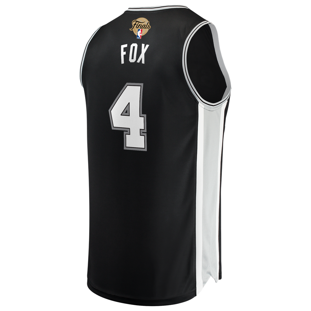 De'Aaron Fox San Antonio Spurs Fanatics 2026 NBA Finals Patch Fast Break Jersey - Icon Edition - Black | Fan Gear