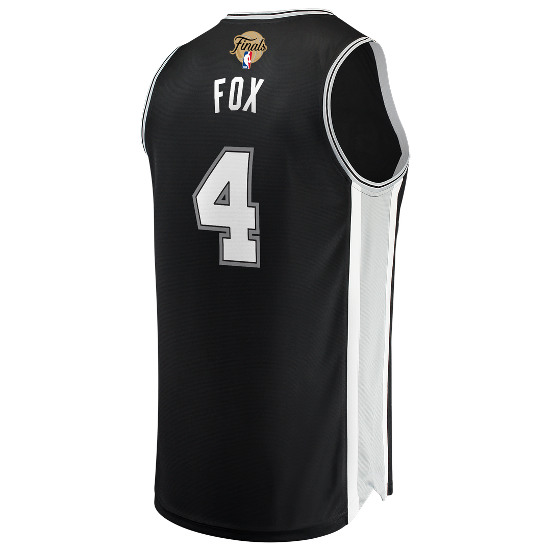 De'Aaron Fox San Antonio Spurs Fanatics 2026 NBA Finals Patch Fast Break Jersey - Icon Edition - Black | Fan Gear