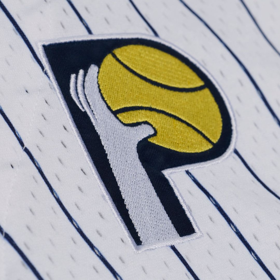 Indiana Pacers Mitchell & Ness Head Coach Pinstripe Mesh Full-Button Baseball Jersey - White | NBA Fan Gear