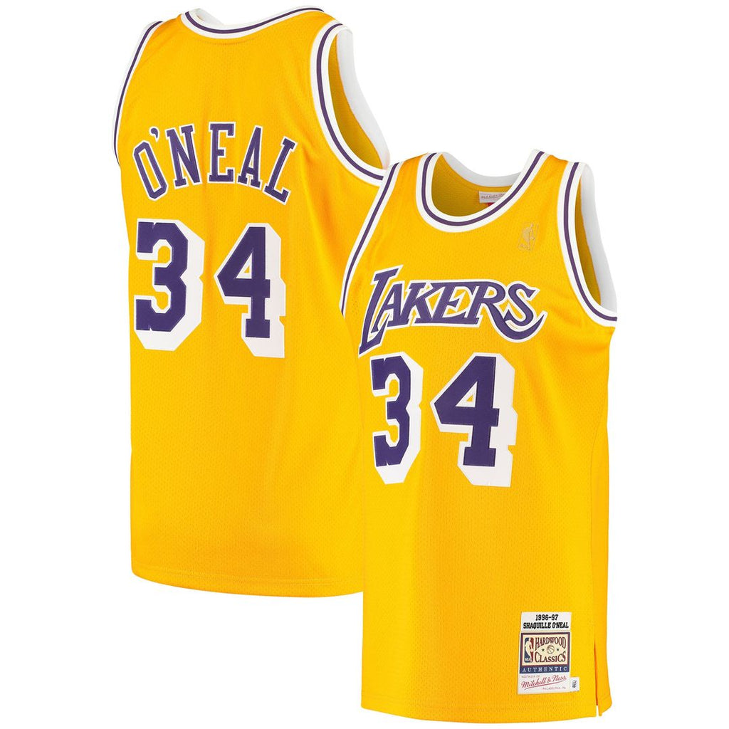 Shaquille O'Neal Los Angeles Lakers Mitchell & Ness 1996/ 97 Hardwood Classics Authentic Jersey - Gold | NBA Fan Gear