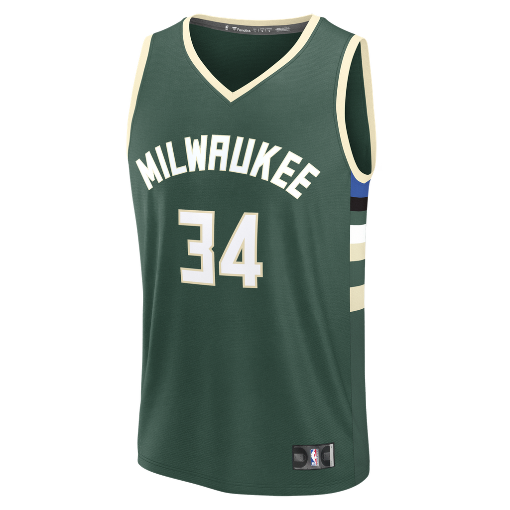 Giannis Antetokounmpo Milwaukee Bucks Fanatics Fast Break Replica Player Jersey - Icon Edition - Hunter Green | NBA Fan Gear
