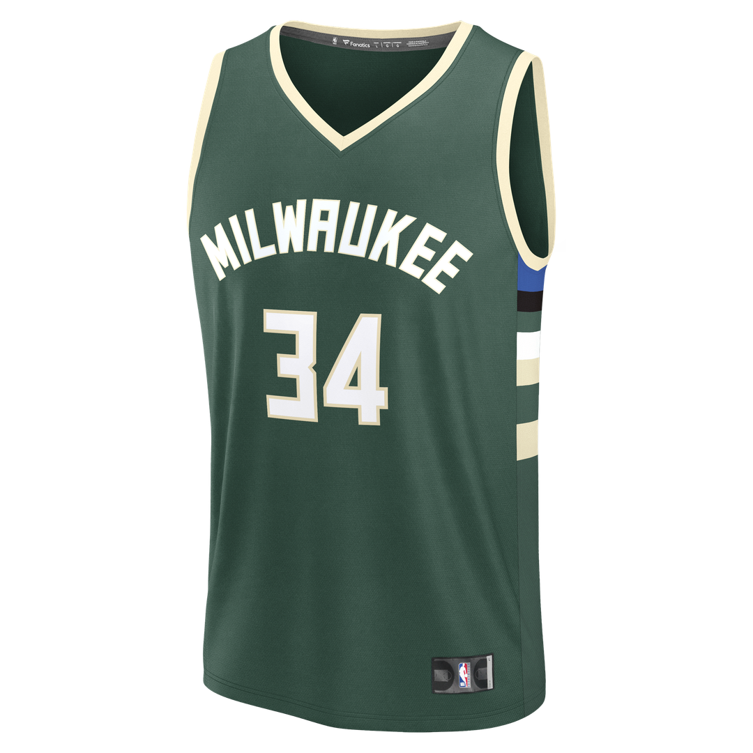 Giannis Antetokounmpo Milwaukee Bucks Fanatics Fast Break Replica Player Jersey - Icon Edition - Hunter Green | NBA Fan Gear
