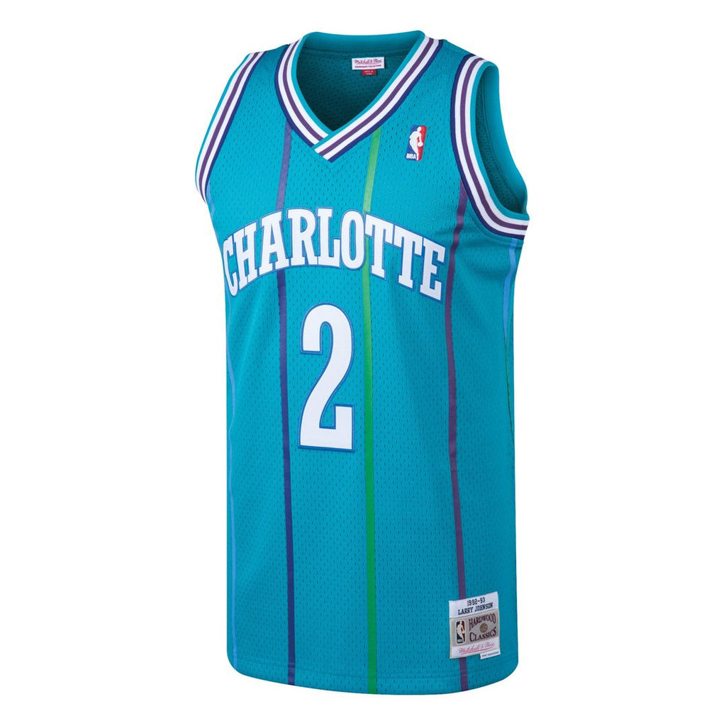 Larry Johnson Charlotte Hornets Mitchell & Ness 1992/ 93 Hardwood Classics Swingman Jersey - Teal | NBA Fan Gear