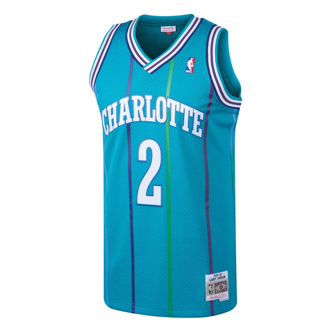 Larry Johnson Charlotte Hornets Mitchell & Ness 1992/ 93 Hardwood Classics Swingman Jersey - Teal | NBA Fan Gear