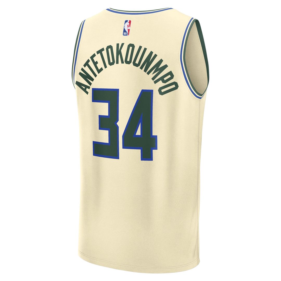 Giannis Antetokounmpo Milwaukee Bucks Fanatics Youth 2025/ 26 City Edition Fast Break Jersey - Cream | NBA Fan Gear
