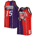Vince Carter Toronto Raptors Mitchell & Ness Big & Tall Hardwood Classics 1998/ 99 Split Swingman Jersey - Purple/ Red | NBA Fan Gear