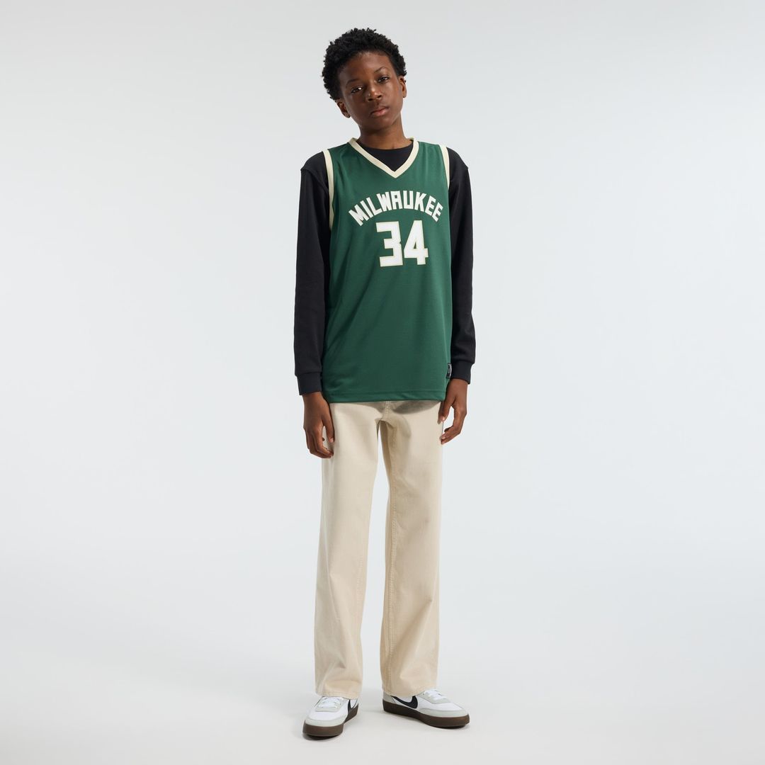 Giannis Antetokounmpo Milwaukee Bucks Fanatics Youth Fast Break Replica Player Jersey - Icon Edition - Hunter Green | NBA Fan Gear
