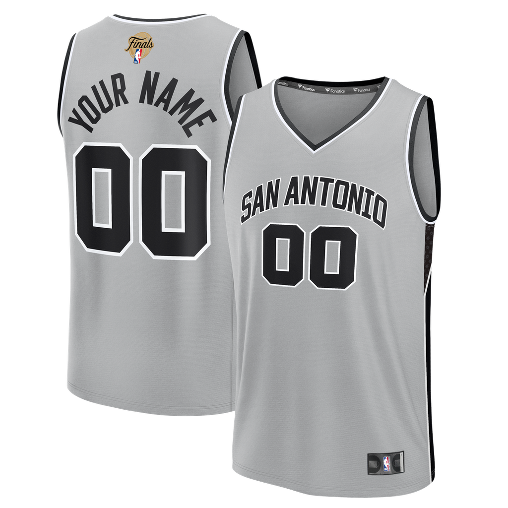 San Antonio Spurs Fanatics Youth 2026 NBA Finals Fast Break Custom Jersey - Statement Edition - Silver | Fan Gear