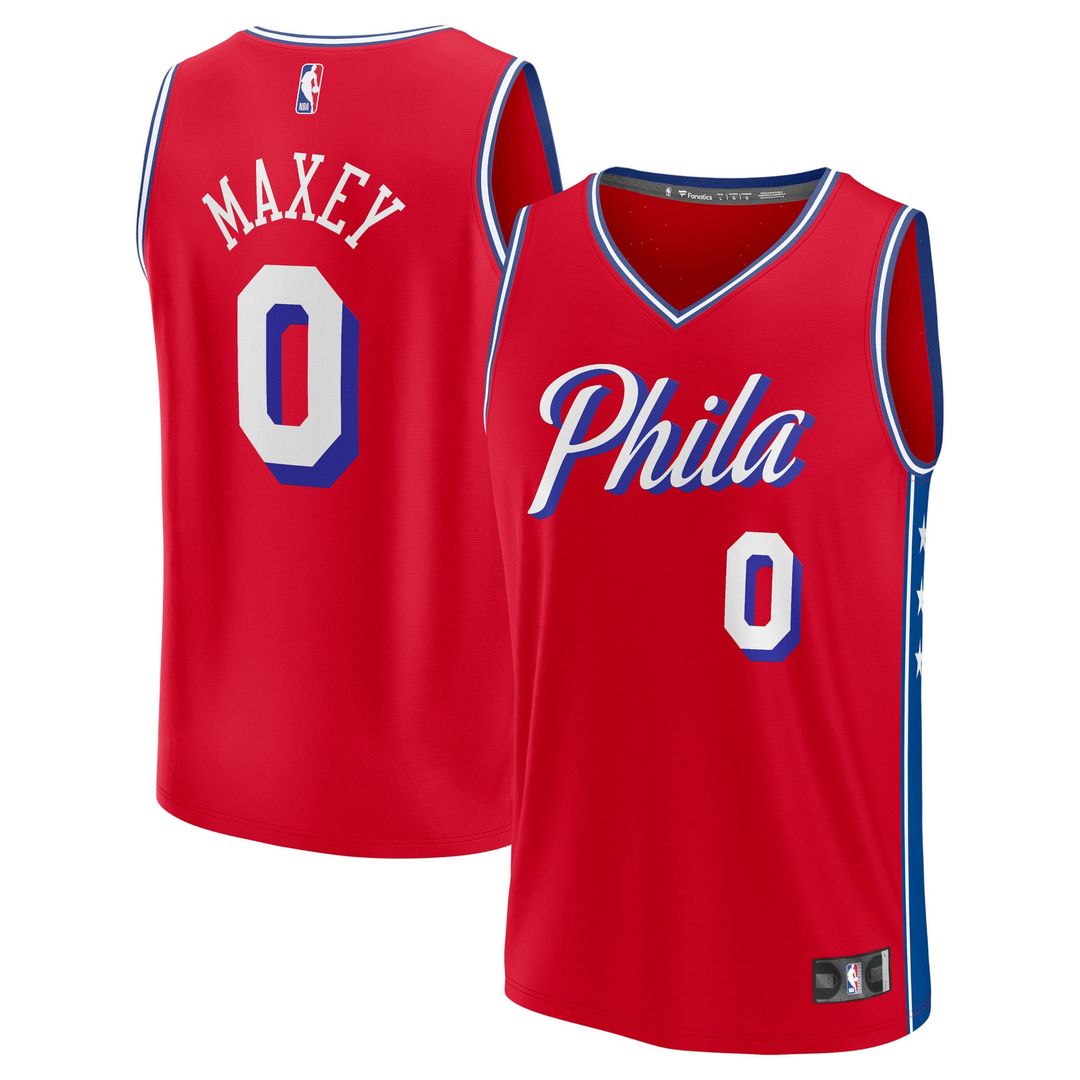 Tyrese Maxey Philadelphia 76ers Fanatics Fast Break Replica Player Jersey - Statement Edition - Red | NBA Fan Gear
