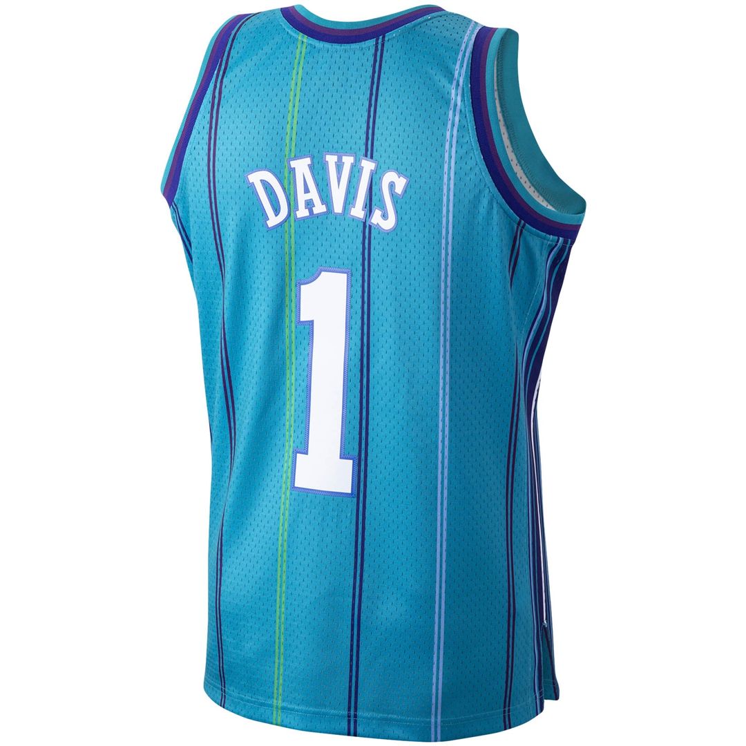 Baron Davis Charlotte Hornets Mitchell & Ness 1999/ 00 Hardwood Classics Swingman Jersey - Teal | NBA Fan Gear