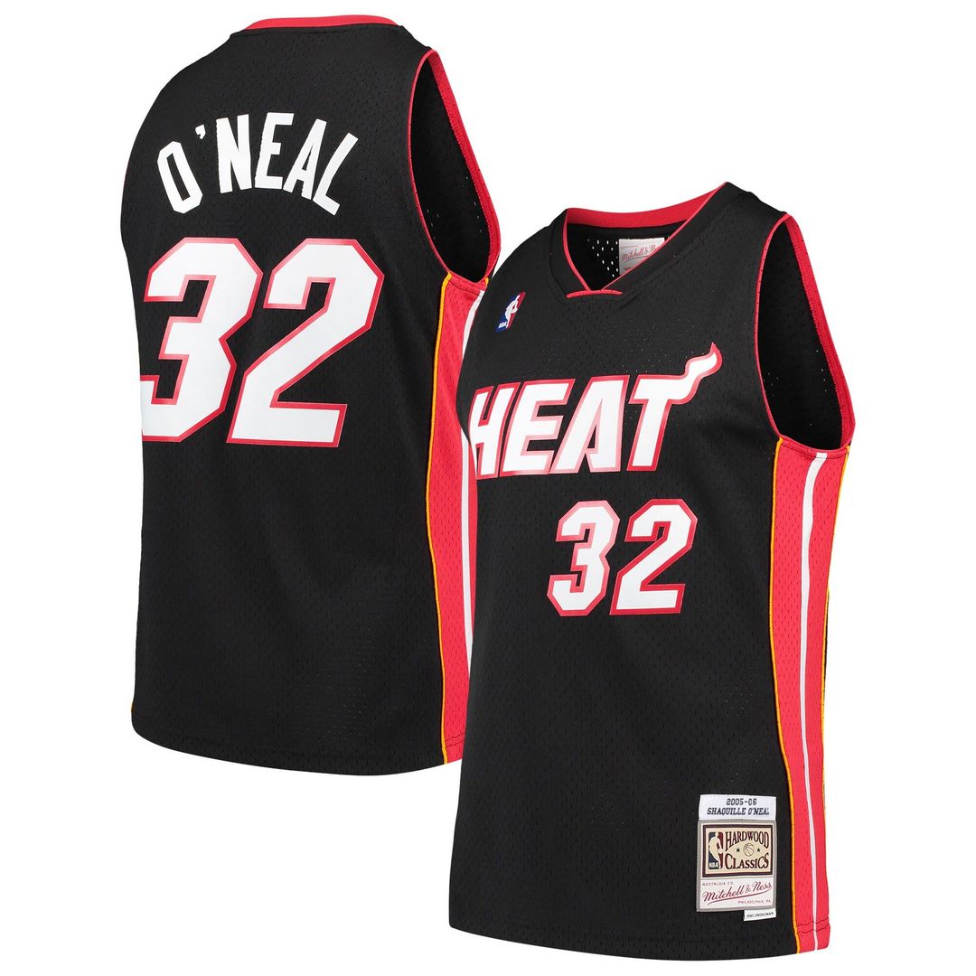 Shaquille O'Neal Miami Heat Mitchell & Ness Hardwood Classics Swingman Jersey - Black | NBA Fan Gear