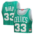 Larry Bird Boston Celtics Mitchell & Ness x DANNIJO Women's Fashion Cropped Basketball Jersey - Kelly Green | NBA Fan Gear