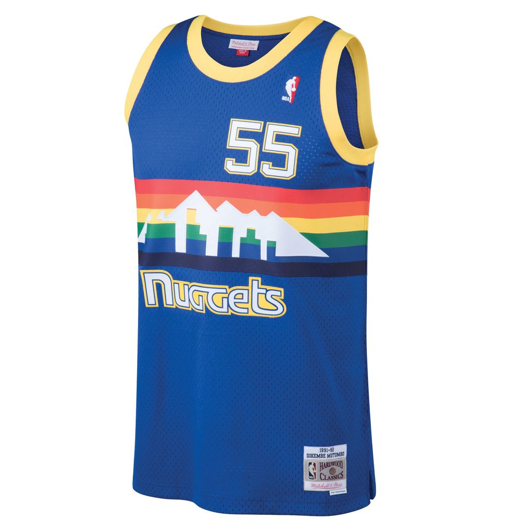 Dikembe Mutombo Denver Nuggets Mitchell & Ness 1991/ 92 Hardwood Classics Swingman Jersey - Blue | NBA Fan Gear