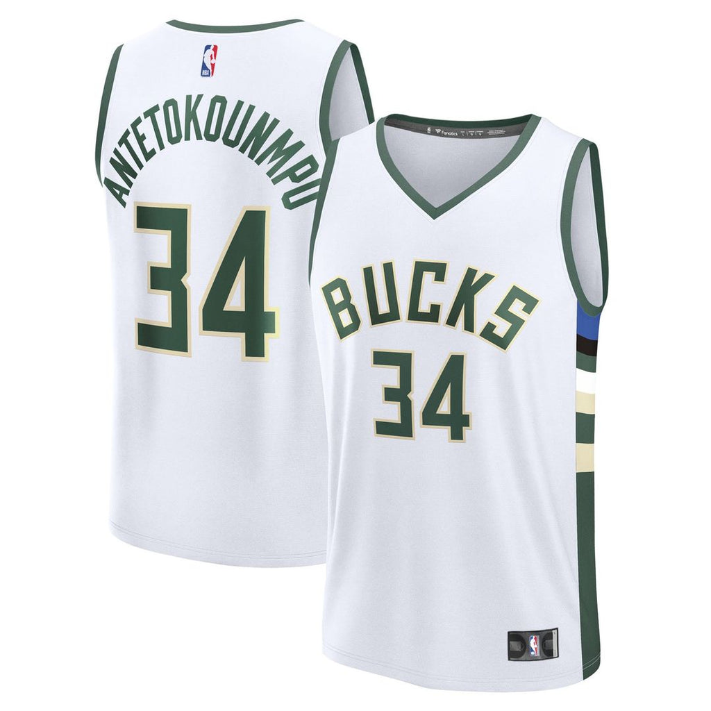 Giannis Antetokounmpo Milwaukee Bucks Fanatics Fast Break Replica Player Jersey - Association Edition - White | NBA Fan Gear