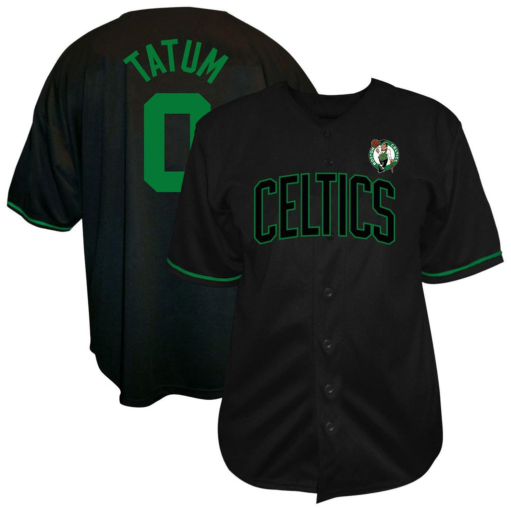 Jayson Tatum Boston Celtics Profile Big & Tall Name & Number Button-Up Jersey - Black | NBA Fan Gear