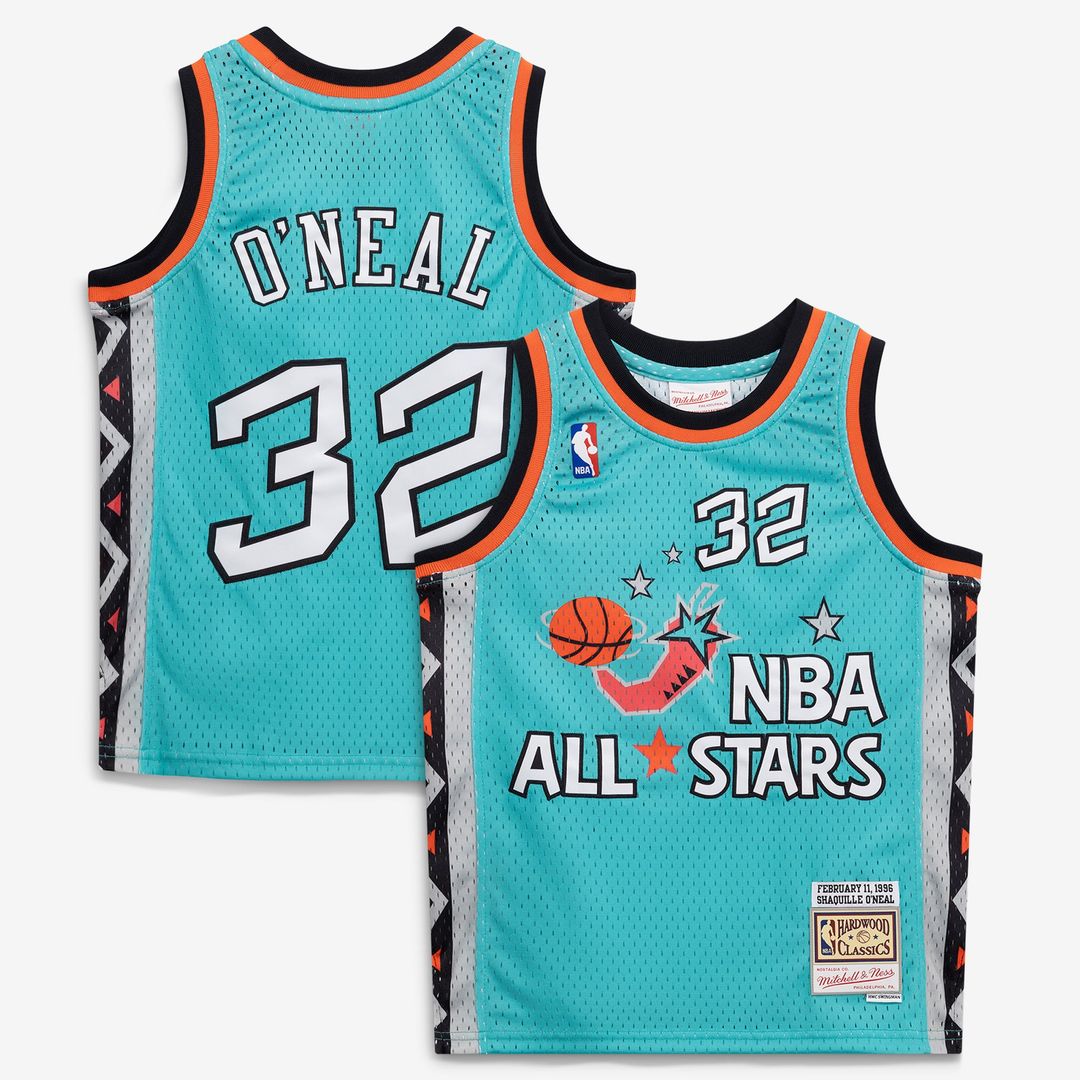 Shaquille O'Neal 1996 NBA All-Star Game Mitchell & Ness Youth Hardwood Classics Swingman Jersey - Teal | Fan Gear