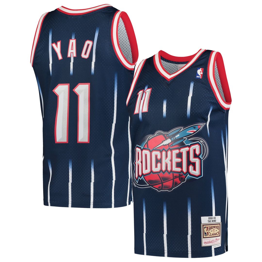 Yao Ming Houston Rockets Mitchell & Ness 2002/ 03 Hardwood Classics Swingman Jersey - Navy | NBA Fan Gear