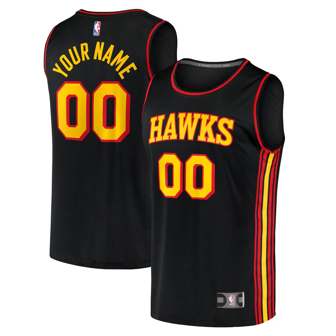 Atlanta Hawks Fanatics Youth Fast Break Replica Custom Jersey - Statement Edition - Black | NBA Fan Gear