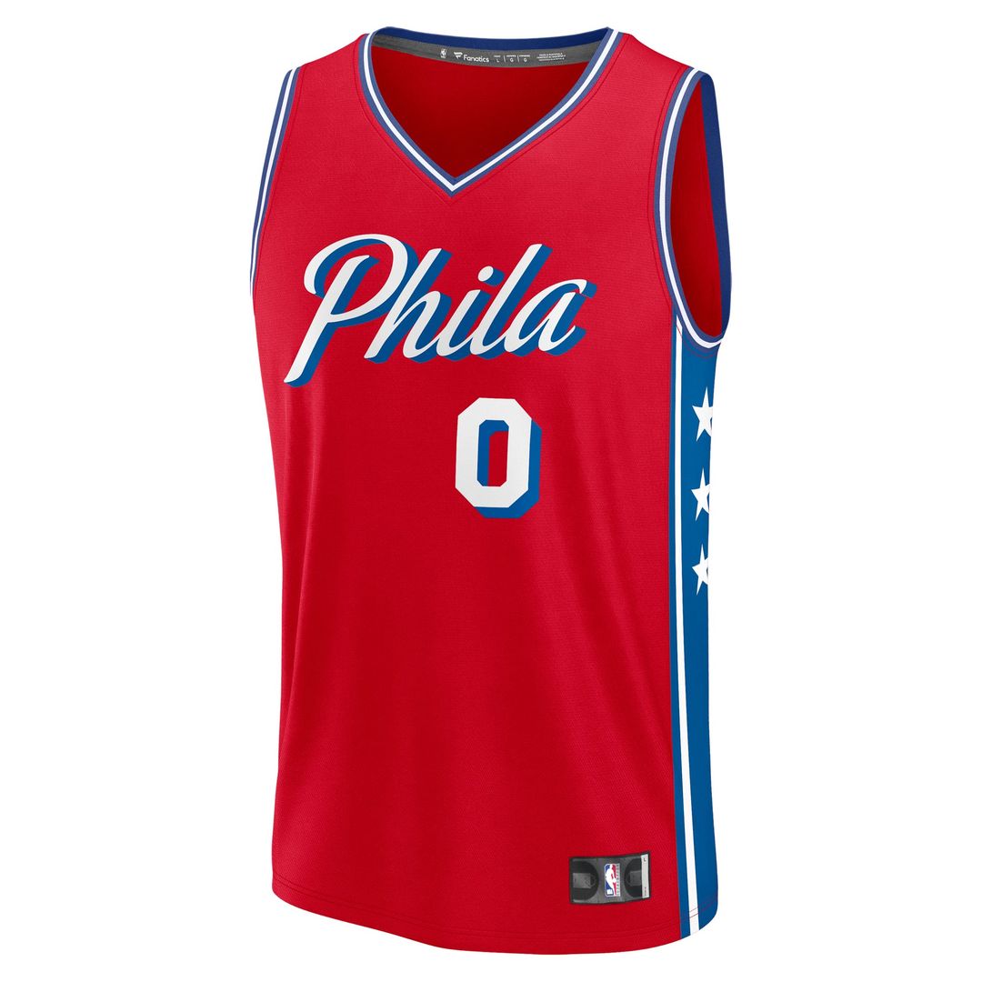 Tyrese Maxey Philadelphia 76ers Fanatics Fast Break Replica Player Jersey - Statement Edition - Red | NBA Fan Gear