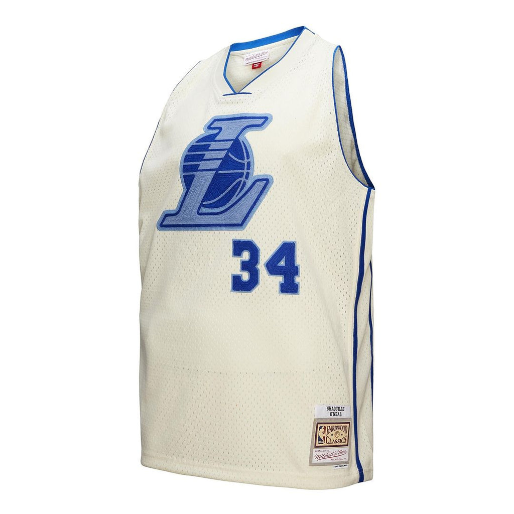 Shaquille O'Neal Los Angeles Lakers Mitchell & Ness Chainstitch Swingman Jersey - Cream | NBA Fan Gear