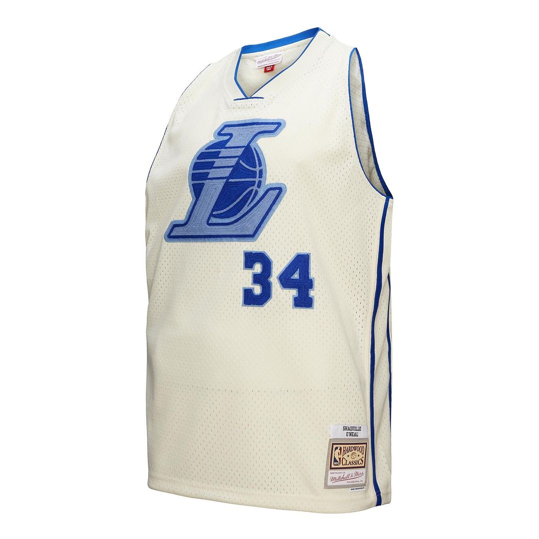 Shaquille O'Neal Los Angeles Lakers Mitchell & Ness Chainstitch Swingman Jersey - Cream | NBA Fan Gear