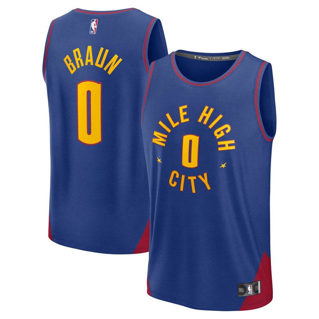 Christian Braun Denver Nuggets Fanatics Fast Break Replica Player Jersey - Statement Edition - Blue | NBA Fan Gear