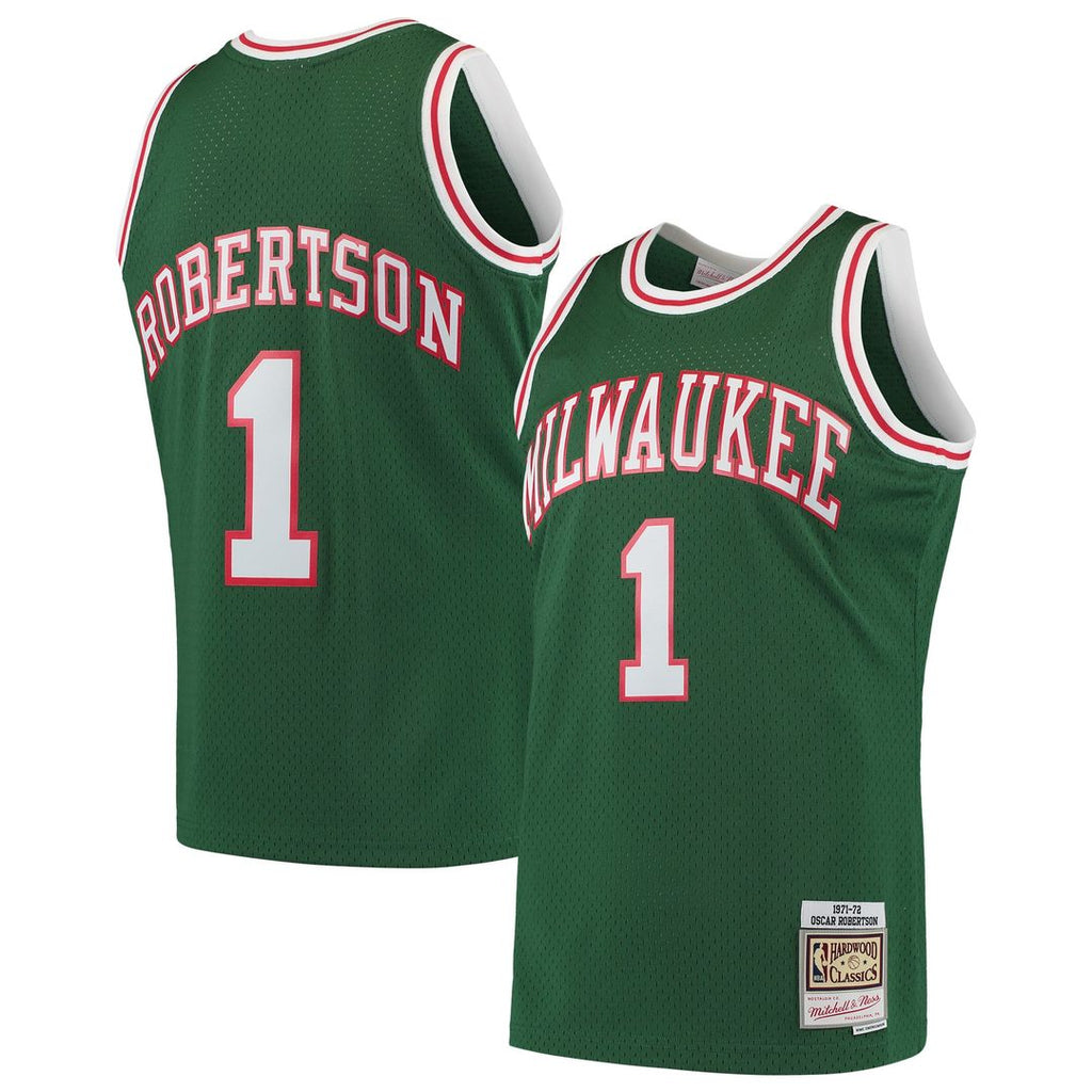 Oscar Robertson Milwaukee Bucks Mitchell & Ness 1971/ 72 Hardwood Classics Swingman Jersey - Green | NBA Fan Gear