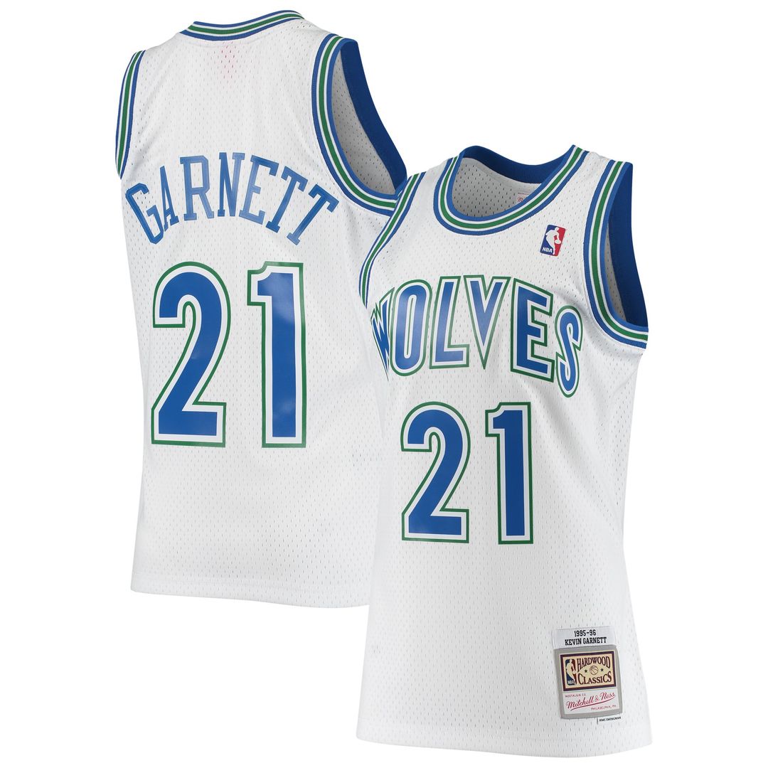 Kevin Garnett Minnesota Timberwolves Mitchell & Ness 1995/ 96 Hardwood Classics Swingman Jersey - White | NBA Fan Gear